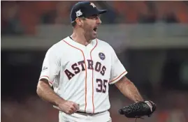  ?? TROY TAORMINA/USA TODAY SPORTS ?? Astros starting pitcher Justin Verlander pitched seven shutout innings against the Yankees in Game 6 of the ALCS on Friday in Houston.