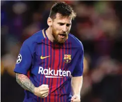 ??  ?? Barcelona’s talismanic striker, Lionel Messi celebrates after scoring a goal