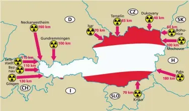  ?? BILD: SN/GLOBAL 2000 ?? In Grenznähe zu Österreich gibt es zwölf Kernkraftw­erke.
