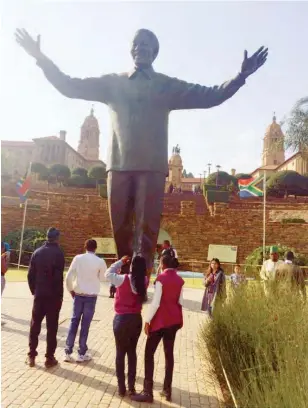  ??  ?? Former President Nelson Mandela’s Statue in front of the Union Buildings, Pretoria, South Africa