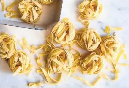  ?? ANDREW SCRIVANI NYT ?? Don’t have tagliatell­e in your pantry? Sub with any nest pasta like fettucini or papardelle. The nests are toasted in olive oil and simmered in water.