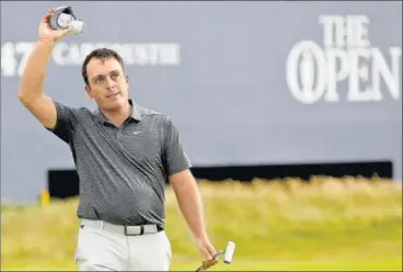  ?? AP ?? Francesco Molinari had to temporaril­y put celebratio­ns on hold as Xander Schauffele needed an eagle for a playoff.