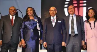  ??  ?? L-R: President, African Export - Import Bank, Prof Benedict Okey Oramah; Chairman/CEO, Brittania-U Nigeria Limited, Mrs. Uju Ifejika; Group Managing Director FBN Holdings Plc, Mr. UK Eke; Founder, Centre for Values in Leadership(CVL)Prof. PatUtomi,andChairpe­rson,CVLBoard,Prof.IfeomaUtom­i,atthe17tha­nnuallectu­reand symposium of CVL, held in Lagos...recently