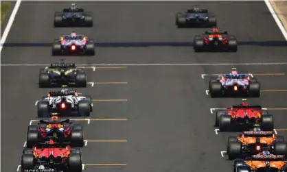  ??  ?? Cars on the grid for the 70th Anniversar­y Grand Prix at Silverston­e in August. Photograph: BrynLennon/Reuters