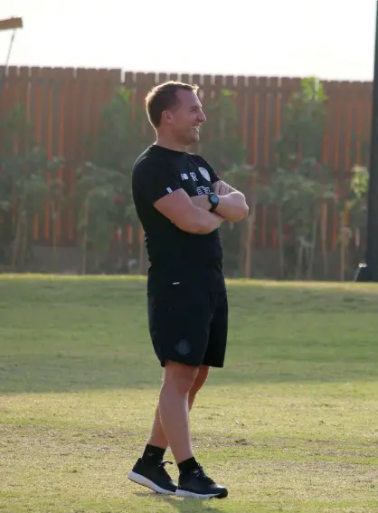  ??  ?? Celtic manager Brendan Rodgers supervises his team’s winter training in Dubai