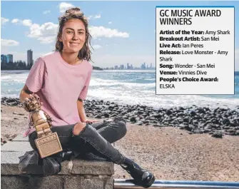  ?? Picture: JERAD WILLIAMS ?? Amy Shark won Artist of the Year at the Gold Coast Music Awards last night.