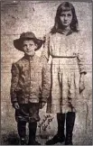  ??  ?? The Nov. 11, 1917, Arkansas Gazette ran this photo of runaways Paul and Bessie Beaty, who made it to Little Rock from Hot Springs by riding beneath a train.