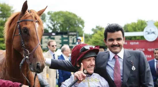  ??  ?? APPEAL. Frankie Dettori, pictured with Al Shaqab Racing's Sheikh Joaan with whom he has recently split, has decided to appeal his 10-day ban which would see him miss Glorious Goodwood and King George VI and Queen Elizabeth Stakes at Ascot.