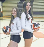  ??  ?? Seniors Gracie Stier and Jillian Morgan will lead a Lafayette High School squad hungry to capture a Region 6-AAAA volleyball championsh­ip in 2019.