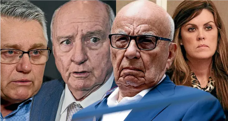  ?? FAIRFAX ?? Former Labor leader and prime minister Kevin Rudd has targeted, from left, Ray Hadley, Alan Jones, Rupert Murdoch and Peta Credlin in a hard-hitting piece reacting to Australia’s political turmoil.