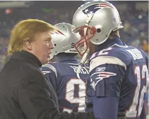  ?? ELISE AMENDOLA, AP ?? Patriots quarterbac­k Tom Brady, right, has said he considers Donald Trump “a good friend.”