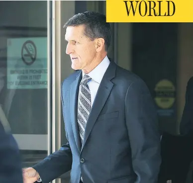  ?? CHIP SOMODEVILL­A / GETTY IMAGES ?? Michael Flynn, former national security adviser to President Donald Trump, leaves court in Washington, D.C., Friday. Flynn pleaded guilty to one count of making a false statement to the FBI in a plea deal with the special counsel.