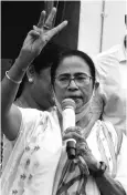  ?? PHOTO: PTI ?? Bengal CM and Trinamool Congress candidate from Bhabanipur Assembly seat, Mamata Banerjee, at her Kalighat residence in Kolkata, after the bypoll victory on Sunday