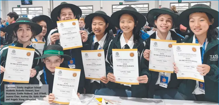  ??  ?? SUCCESS: Trinity Anglican School students Arabella Stewart, Sam Bryceson, Emilie Roberts, Jack O’Neill, Joanna Chen, Audrey Ge, Katia Pinder and Angela Xiang competed.