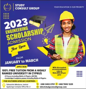  ?? ?? Applicatio­n for 100 per cent tuition free on engineerin­g courses under Study Consult Group is still open.