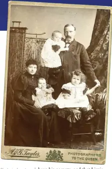  ??  ?? Clockwise from top left: the nameplate on the brick wall in Prospect Row; John James Cave, his wife Margaret and three of their sons John James, Joseph and Robert, c1900; Aunt Lizzie’s letter