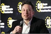  ?? CZAREK SOKOLOWSKI / AP ?? Tesla and SpaceX’s CEO Elon Musk speaks during a Jan. 22 interview with Ben Shapiro at the European Jewish Associatio­n’s conference, in Krakow, Poland.