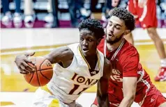  ?? Stockton Photo – Ionagaels.com ?? Sultan Adewale joins Ualbany men’s basketball after one season at Iona. As a freshman, he averaged three points and 3.2 rebounds in 14.1 minutes per game.