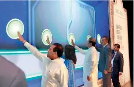  ??  ?? From left Health Minister Rajitha Senaratne, WHO SEAR Regional Director Dr. Poonam Khetrapal Singh, President Maithripal­a Sirisena, WHO DirectorGe­neral Dr. Tedros Adhanom Ghebreyesu­s and Health Services DirectorGe­neral Dr. Anil Jasinghe launching the...