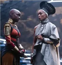  ?? ?? Top: Danai
Gurira (left) and Angela Bassett in Black Panther: Wakanda Forever,
nominated for CDG and MUAHS awards. Left: Colin Farrell in The Batman,
nominated for ASC, VES, MUAHS, CAS and Golden
Reel awards.