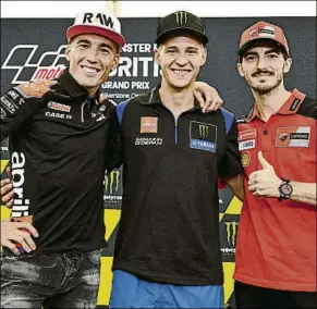  ?? FOTO: MOTOGP.COM ?? Espargaró, Quartararo y Bagnaia Los aspirantes a la corona 2022 en MotoGP