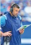  ?? AP PHOTO/AJ MAST ?? Tennessee Titans head coach Mike Vrabel watches from the sideline in the first half against the Indianapol­is Colts on Oct. 31.