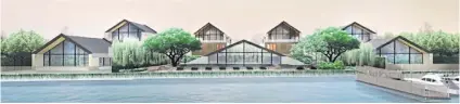  ?? ?? An artist’s rendition of Noble Aqua Riverfront Ratburana, which will have 53 single detached houses priced between 29-100 million baht.