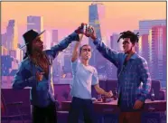  ?? (Netflix via AP) ?? Ty Dolla $ign is the voice of Ky (from left), Timothee Chalamet is Jimmy and Scott Mescudi, better known as Kid Cudi, is Jabari in a scene from the animated film “Entergalac­tic.”
