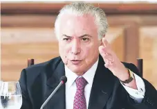  ?? Afp ?? SEÑALADO. El presidente de Brasil, Michel Temer, confía en probar su inocencia una vez sea llamado por la Justicia.