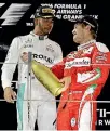  ??  ?? Lewis Hamilton, left, needs one more title to equal Sebastian Vettel’s tally of four Formula One championsh­ips.