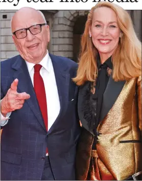  ??  ?? TARGET: Billionair­e media mogul Rupert Murdoch with fourth wife Jerry Hall