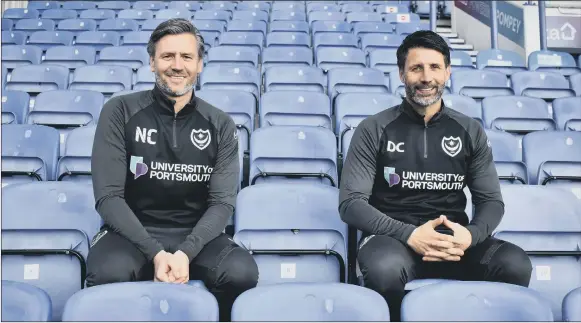  ?? Picture: Portsmouth FC ?? BLUES BROTHERS Danny Cowley, right, has been named as Pompey’s new head coach on a deal initially until the end of the season. He’ll be joined at Fratton Park by brother Nicky, left, who joins as his assistant