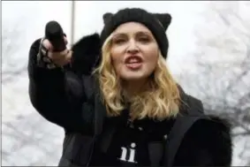  ?? JOSE LUIS MAGANA — THE ASSOCIATED PRESS ?? In this file photo, Madonna performs during the Women’s March on Washington. On Friday The Associated Press has found that stories circulatin­g on the internet that she intends to vote for President Donald Trump in 2020 are untrue.