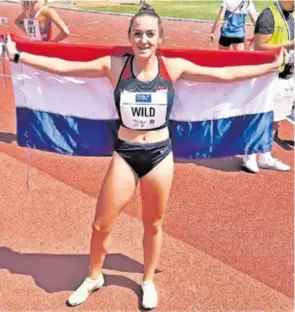  ?? ?? MIA WILD osvojila je zlatnu medalju u utrci na 100 metara prepone na EYOF-u u Banskoj Bistrici