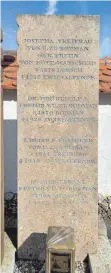  ?? FOTOS: DIRK GRUPE/UNITED STATES HOLOCAUST MEMORIAL MUSEUM ?? Franz von Bodman (oben) spritzte KZ-Häftlinge mit Phenol zu Tode. Sein Name steht auf der Marmorsäul­e des Ehrengrabe­s der Familie auf dem Kirchfried­hof in Zwiefalten­dorf im Kreis Biberach.