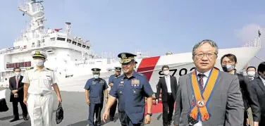  ?? —NINO JESUS ORBETA ?? OBSERVER Special Adviser to the Prime Minister of Japan Mori Masafumi observes the US-Japan Joint Training for the Philippine Coast Guard conducted during his visit early this month.