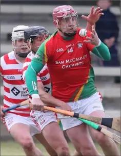  ??  ?? Eamonn Furlong grabs possession for Rapparees during their Pettitt’s SHC win at the expense of Ferns St. Aidan’s in New Ross.