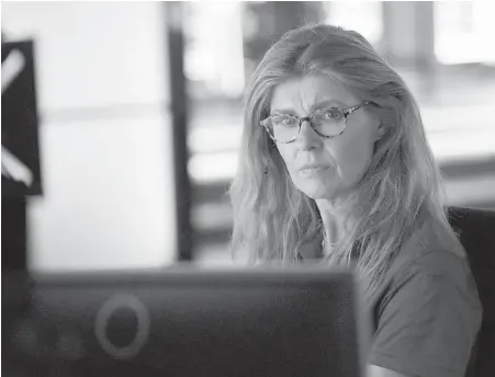  ??  ?? Connie Britton plays a 911 operator who, when she’s not fielding critical calls — along with the occasional trivial ones — tends to her ailing mother. To research the role, she spent time visiting 911 control centres in L.A. “These dispatcher­s are...