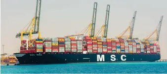  ??  ?? The MSC MINA features a length of 400 meters, a breadth of 61 meters, and a draft of 16.5 meters.