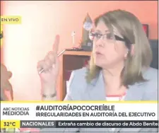  ??  ?? La ministra Bertha Rodríguez de Perinetto pudo dar su versión en un contacto en vivo con ABC Televisión.