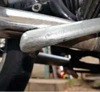 ??  ?? The brake pedal is cast alloy and is robust. It needs to be when the riding is wild