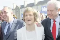  ??  ?? 2014 Salmond, Sturgeon and Sillars on Yes campaign trail