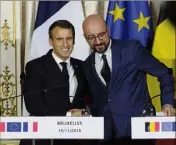  ?? (Photo MaxPPP) ?? Emmanuel Macron en compagnie du Premier ministre belge.