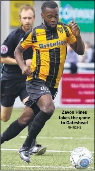  ?? FM4933643 ?? Zavon Hines takes the game to Gateshead