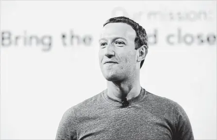  ?? THE ASSOCIATED PRESS FILE PHOTO ?? Facebook CEO Mark Zuckerberg is being criticized for the company’s response to the Cambridge Analytica scandal.