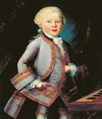  ?? Foto: tim ?? Das musikalisc­he Wunderkind Wolfgang Amadé Mozart ist auf diesem Bild in einem Galagewand für große Auftritte zu sehen. Da durften auch Spitzen an Kragen und Manschette­n nicht fehlen.