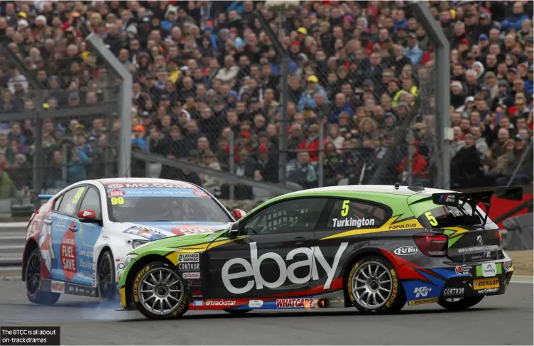  ??  ?? The BTCC is all about on-track dramas