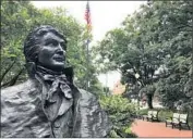  ??  ?? A BRONZE STATUE of Francis Scott Key. The park was donated to the National Park Service in 1993.