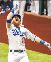  ??  ?? AMONG TURNER’S clutch October performanc­es was his home run in Game 6 of the 2020 NLCS.