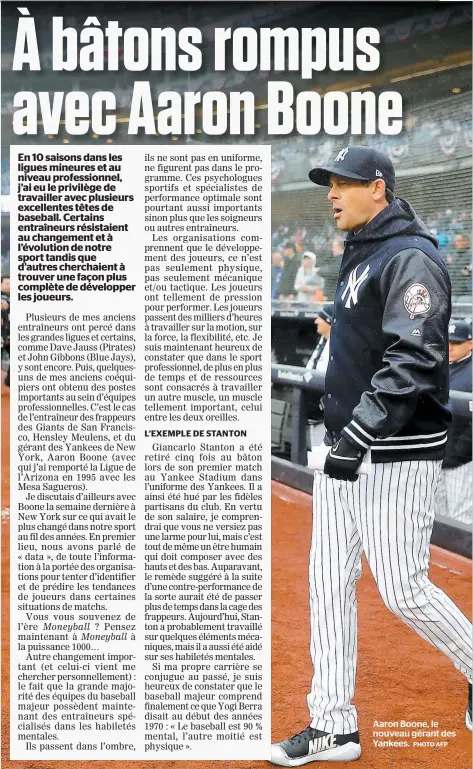  ?? PHOTO AFP ?? Aaron Boone, le nouveau gérant des Yankees.